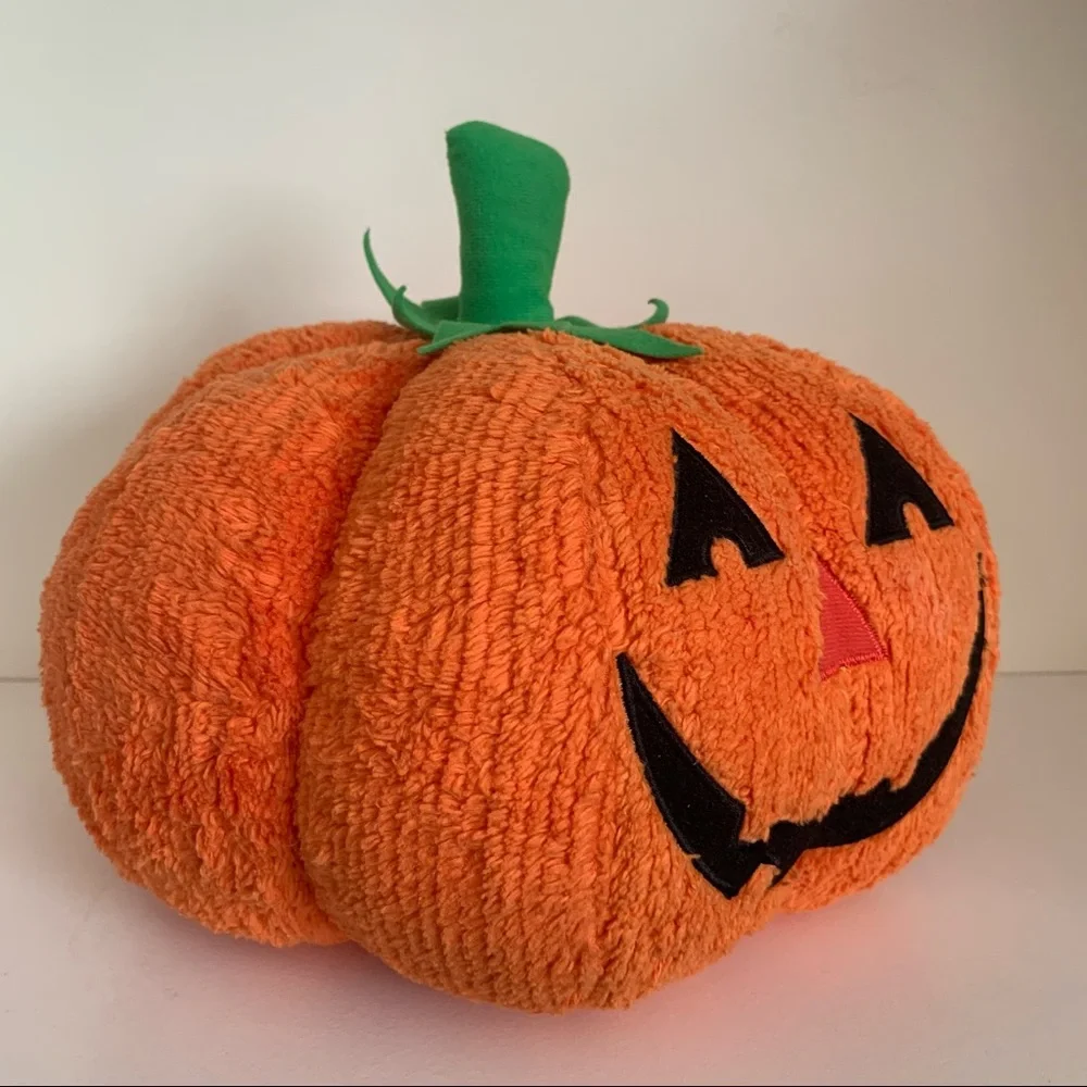 Vintage Large Jack o lantern plush pumpkin Halloween decor